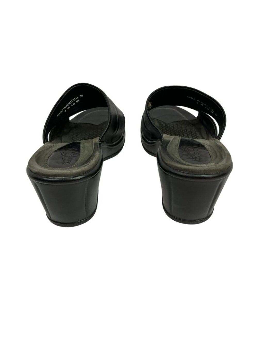 Dansko Two Strap Leather Slide-On Wedge Sandals Womens 7.5-8 Black - Picture 3 of 10